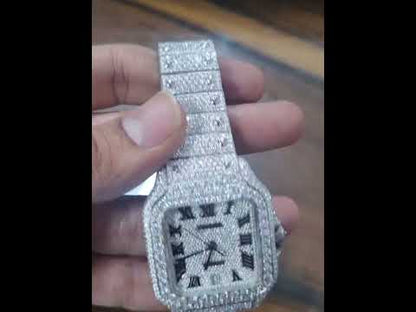 Moissanite Diamond Studed Fully Iced out Black and White watch