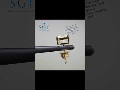 1Ct Princess Shape Lab Grown Diamond Men's Single Stud Earring in 14K Yellow Gold | Luxury Solitaire Ear Stud for Men | IGI Certified Diamond Jewelry
