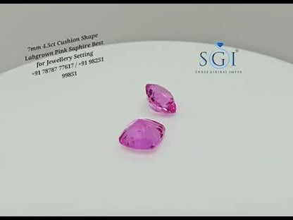 Loose Pink Lab Grown Sapphire 4.50 Carat – 7mm Cushion Cut for Jewelry Design