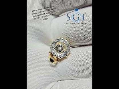 Luxury 18K Gold Pendant with 10mm Round 4.15ct White Moissanite Solitaire (D VVS1)