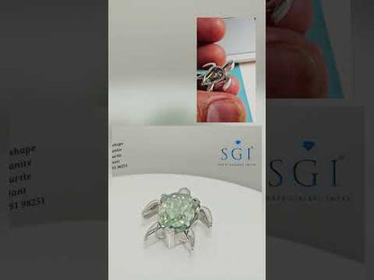 6.29 Ct Light Green Moissanite Turtle Pendant | Step Cut Pear Shape Gemstone Necklace | Unique Designer Jewelry Gift