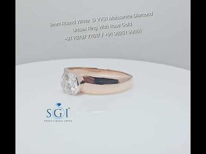 1ct Round E vs1 Lab Grown Diamond Solitaire Engagement Man's Ring With Rose Gold Wedding Ring