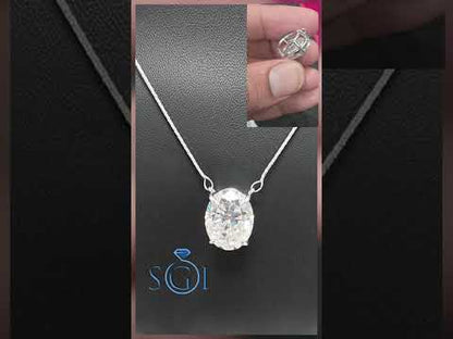 10.10 Ct Oval Cut Moissanite Diamond Solitaire Pendant in 925 Silver (12×16mm)