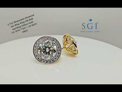 4.72 Ct White Moissanite Diamond Luxurious Earrings in 14K Hallmarked Gold Elegant Fine Jewelry