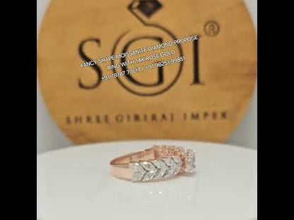 Fancy shape Moissanite Diamond propose Engagement Ring With 14k Rose Gold
