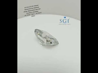 Premium Natural Grey Moissanite 16.15ct Radiant Shape – Luxury Loose Gem for Jewellery Design