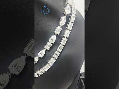 140ctw Lab-Grown Diamond Solitaire Necklace & Earring Set in White Gold — Elegant Bridal & Evening Jewelry