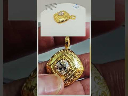 Vintage-Style Pendant with Old Mine Cushion Cut Moissanite – 925 Sterling Silver (8.5mm)