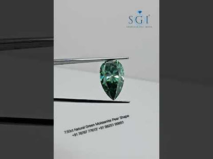 Premium 7.50ct Fancy Pear Cut Green Moissanite – Natural Diamond Alternative for Rings or Jewelry