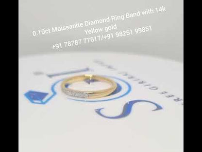 0.10ctw Round White Moissanite Diamond Engagement Eternity Ring Band with 14k Yellow gold