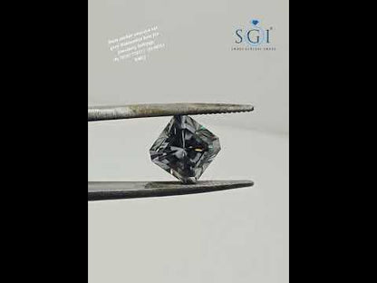 2.70ct 8mm Asscher Shape Concave Cut Grey Moissanite – Unique Step Cut Moissanite, Ideal for Fine Jewelry Settings & Custom Rings