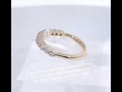 3mm Round Shape EF VVS Labgrown diamond Engagement Ring with 14k Rose Gold