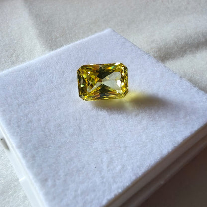 4.21 CT Lab-Grown Yellow Sapphire 7x10mm Radiant Cut  Vivid Yellow Luxury Gemstone