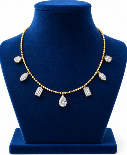 8 CTW Moissanite Tennis Necklace 17 Inch  18K Gold 10GM  D Color VVS1 Lab Created Moissanite Luxury Jewelry