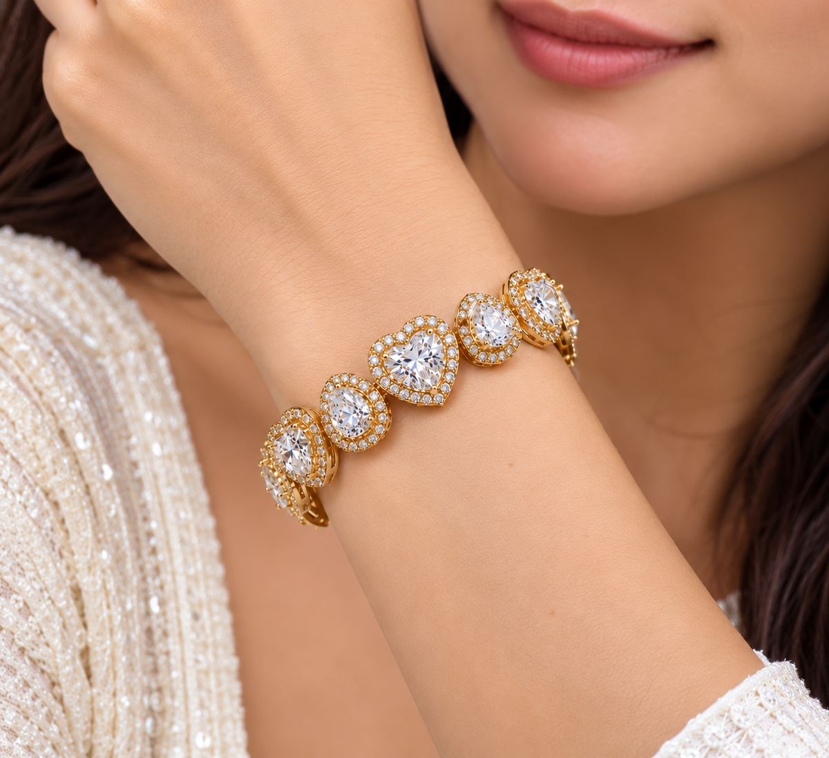 16 CTW Fancy Shape Moissanite & 12 CT Yellow CZ Bracelet 18K Yellow Gold Luxury Statement Fine Jewelry
