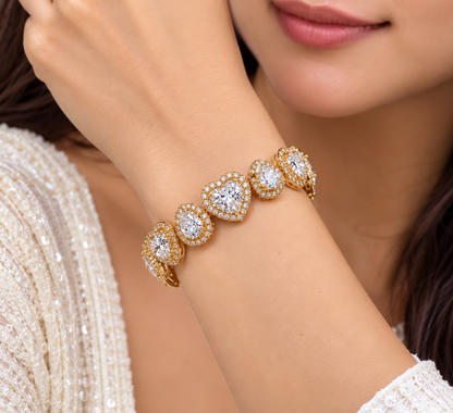 16 CTW Fancy Shape Moissanite & 12 CT Yellow CZ Bracelet 18K Yellow Gold Luxury Statement Fine Jewelry
