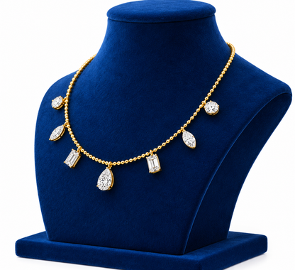 8 CTW Moissanite Tennis Necklace 17 Inch  18K Gold 10GM  D Color VVS1 Lab Created Moissanite Luxury Jewelry