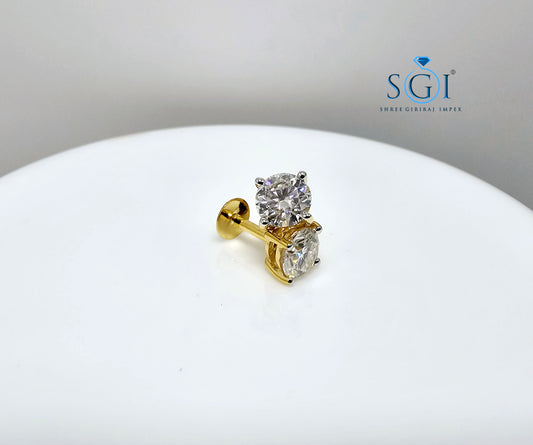 2ctw MOISSANITE DIAMOND MANS GOLD EAR STUDS
