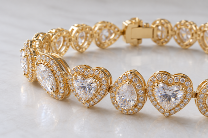 16 CTW Fancy Shape Moissanite & 12 CT Yellow CZ Bracelet 18K Yellow Gold Luxury Statement Fine Jewelry