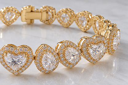 16 CTW Fancy Shape Moissanite & 12 CT Yellow CZ Bracelet 18K Yellow Gold Luxury Statement Fine Jewelry